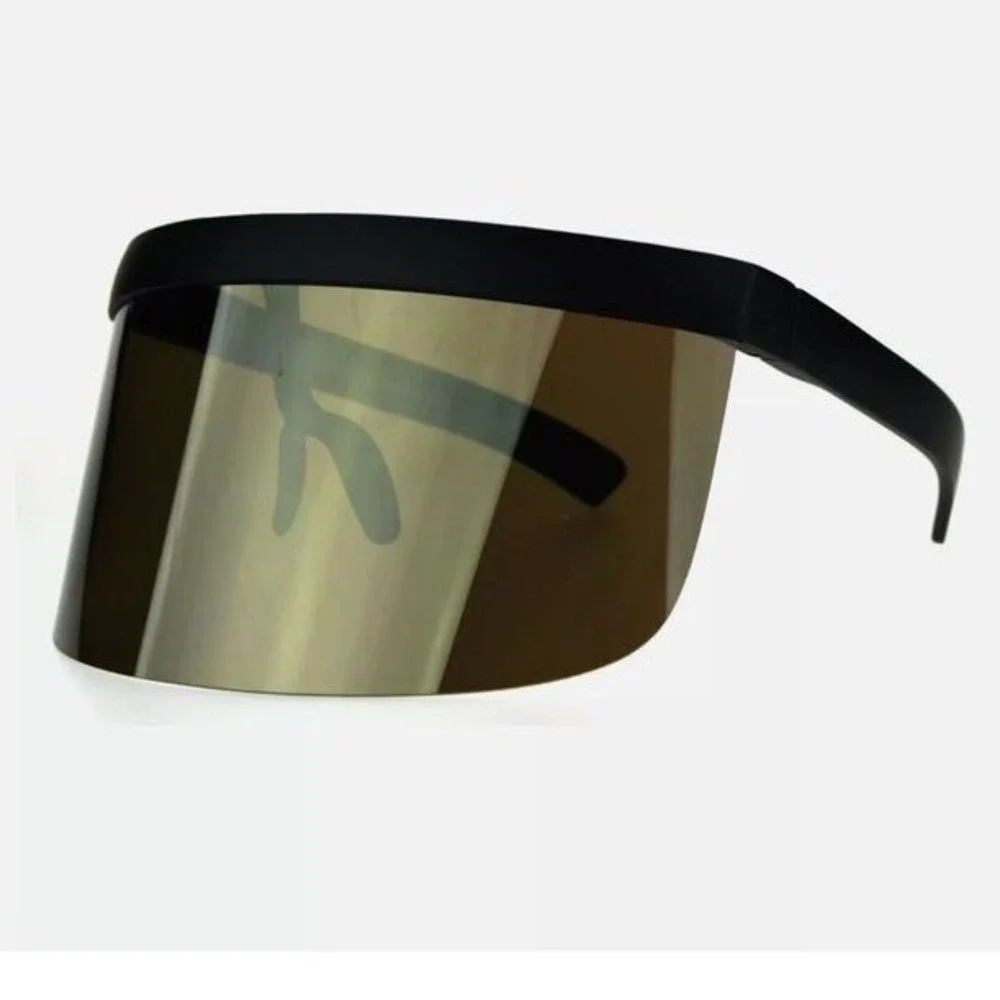 Visor Sunglasses Men Futuristic Face Shield‎ Glasses Gold Mirror Oversized Gafas